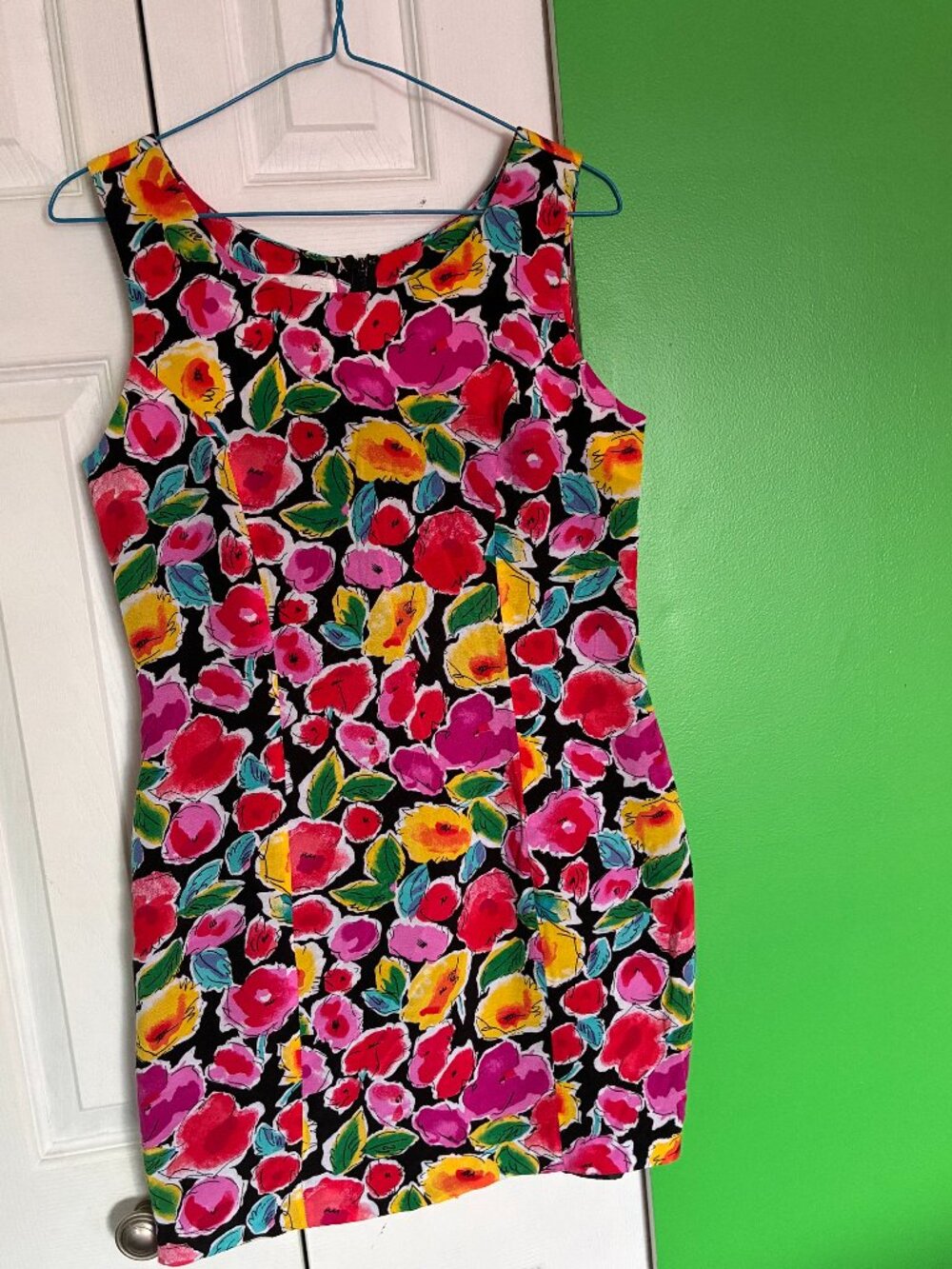 Vintage 90s Bauhinia Floral Rayon Mini Dress Sz S